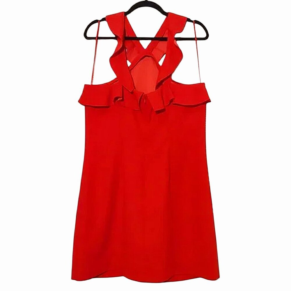 Banana Republic Ruffle Criss-Cross Mini Shift Dress Party/Date/Cocktail 12 Tall - Picture 4 of 7